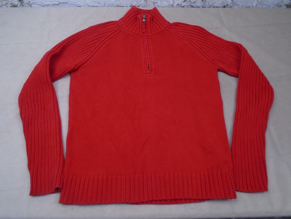 VINTAGE Lauren Ralph Lauren Sweater Womens Medium Red Zip Knit Casual Ladies